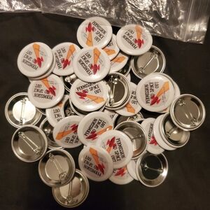Lot Of 50 Metal Button Pins "PERMISSION TO SPACE OUT"  "6 feet and Beyond!"